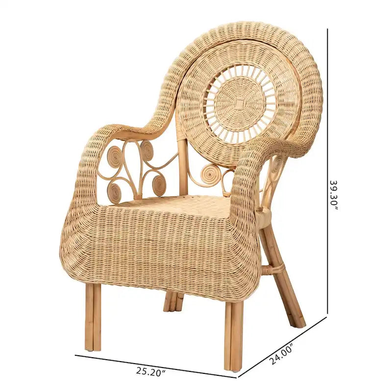Fauteuil moderne en rotin naturel de style bohème