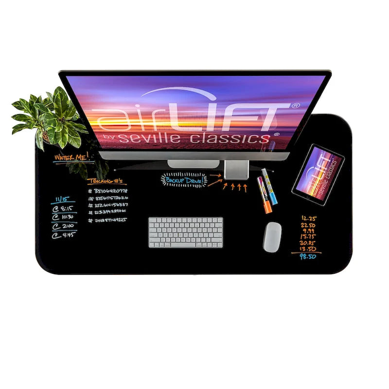 Bureau assis-debout électrique en verre trempé de 120,65 cm avec ports de chargement USB