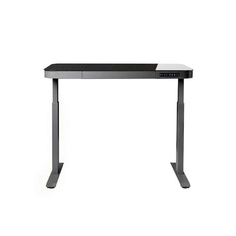 Bureau assis-debout électrique en verre trempé de 120,65 cm avec ports de chargement USB