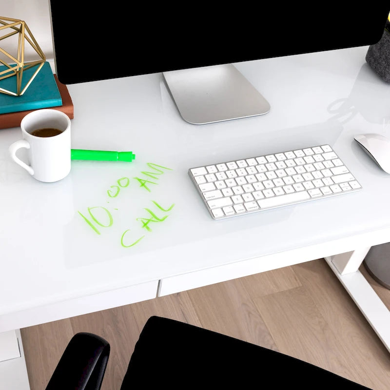 Bureau assis-debout électrique en verre trempé de 120,65 cm avec ports de chargement USB
