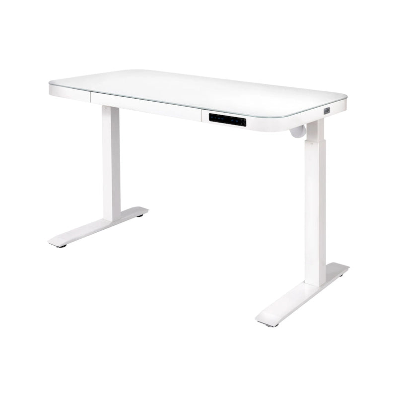 Bureau assis-debout électrique en verre trempé de 120,65 cm avec ports de chargement USB
