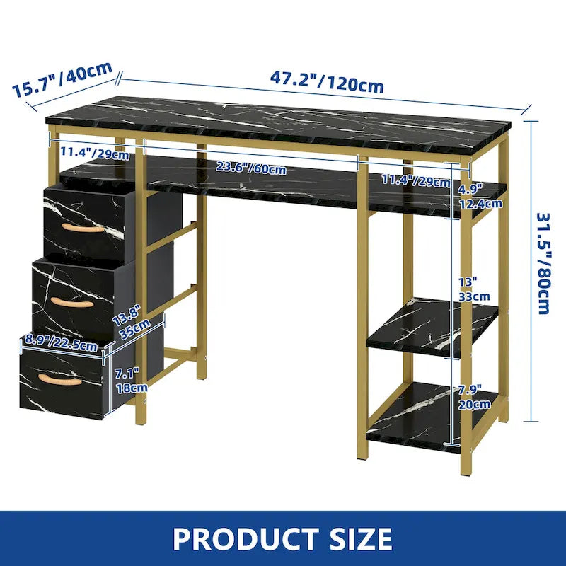 Table de maquillage avec 3 tiroirs en tissu et poste de travail de manucure