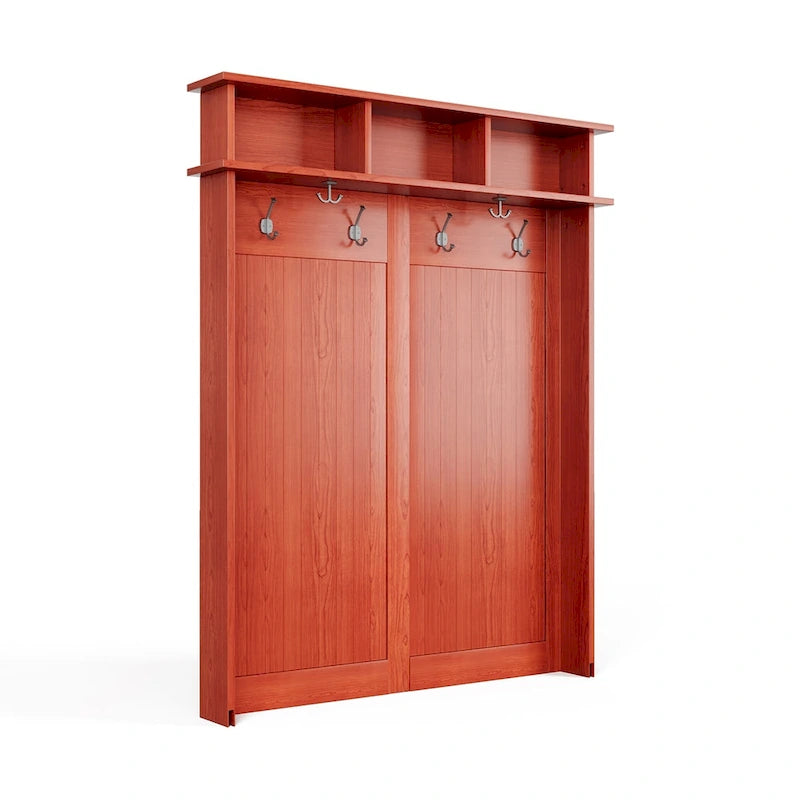Meuble d'entrée en bois massif avec banc, range-chaussures et 2 bacs de rangement
