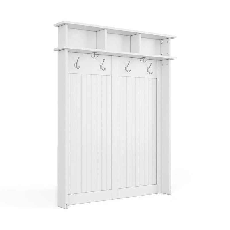 Meuble d'entrée en bois massif avec banc, range-chaussures et 2 bacs de rangement