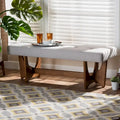 Banc rembourré en tissu style moderne du milieu du siècle, finition noyer - 17,9 po H x 48,8 po L x 18,3 po P
