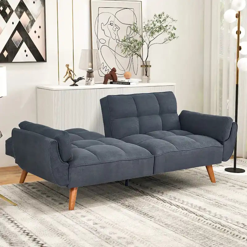 Canapé-lit futon convertible avec dossier réglable et accoudoirs-oreillers