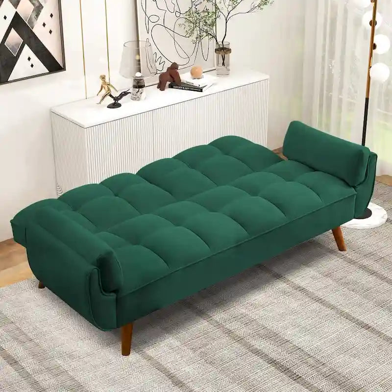 Canapé-lit futon convertible avec dossier réglable et accoudoirs-oreillers
