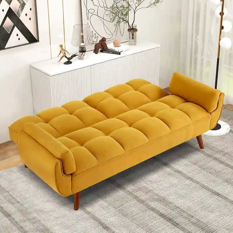 Canapé-lit futon convertible avec dossier réglable et accoudoirs-oreillers
