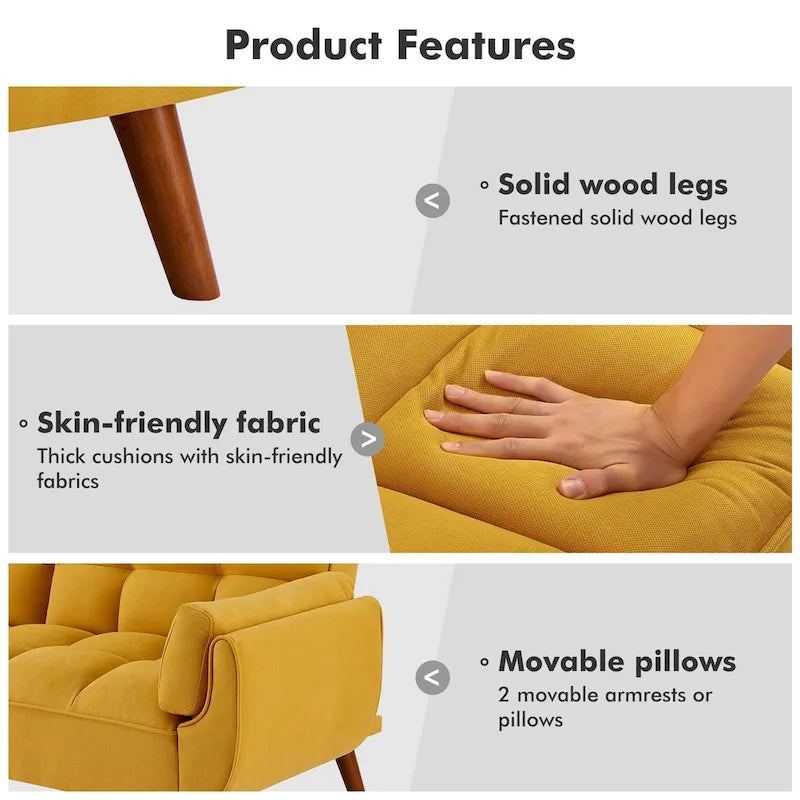 Canapé-lit futon convertible avec dossier réglable et accoudoirs-oreillers