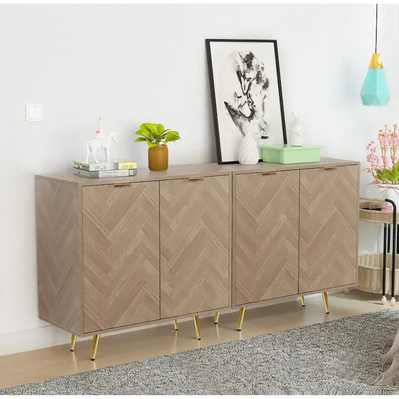 Buffet d'appoint moderne en bois à 2 portes avec étagère réglable - 78,2 L x 39,9 P x 77,5 H cm