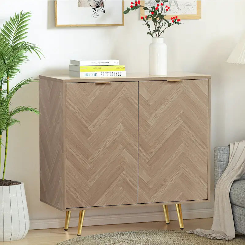 Buffet d'appoint moderne en bois à 2 portes avec étagère réglable - 78,2 L x 39,9 P x 77,5 H cm