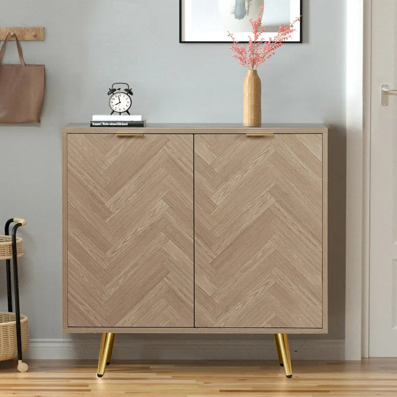 Buffet d'appoint moderne en bois à 2 portes avec étagère réglable - 78,2 L x 39,9 P x 77,5 H cm