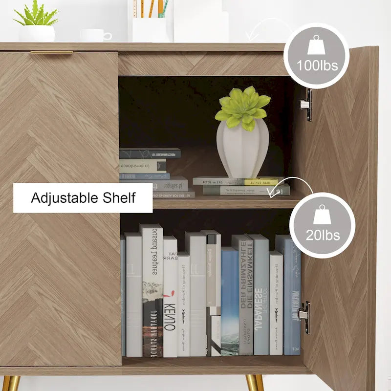 Buffet d'appoint moderne en bois à 2 portes avec étagère réglable - 78,2 L x 39,9 P x 77,5 H cm