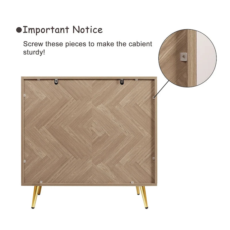 Buffet d'appoint moderne en bois à 2 portes avec étagère réglable - 78,2 L x 39,9 P x 77,5 H cm