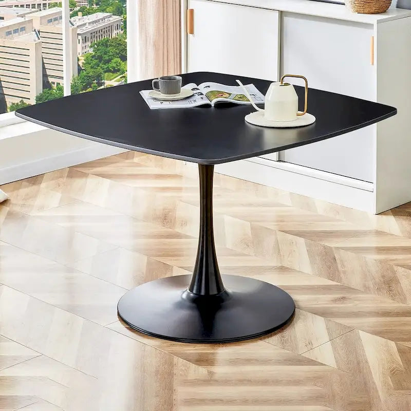 Table de salle à manger ronde en MDF avec pieds en métal
