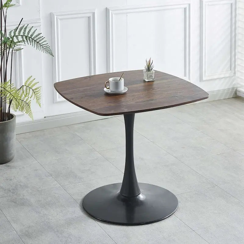 Table de salle à manger ronde en MDF avec pieds en métal
