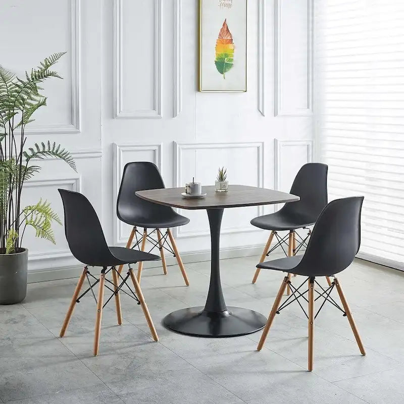 Table de salle à manger ronde en MDF avec pieds en métal