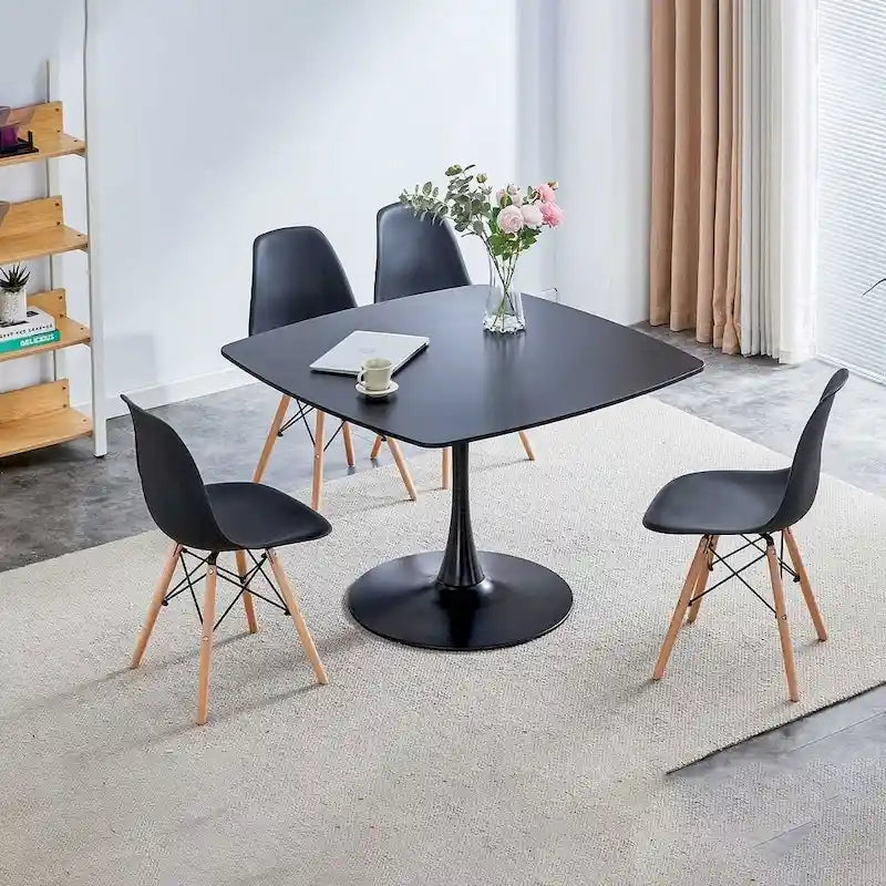 Table de salle à manger ronde en MDF avec pieds en métal