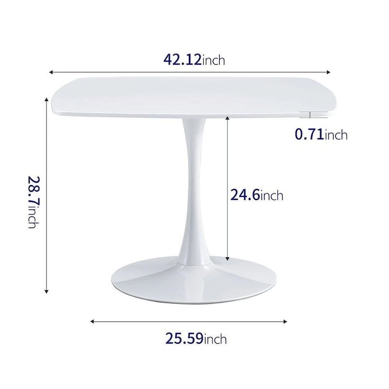 Table de salle à manger ronde en MDF avec pieds en métal