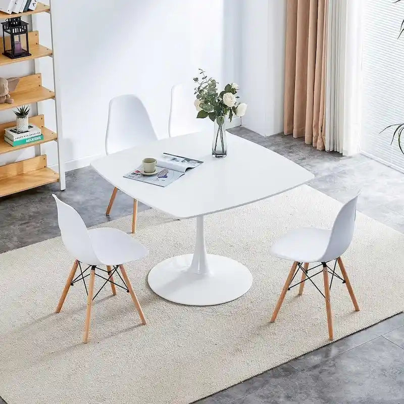 Table de salle à manger ronde en MDF avec pieds en métal