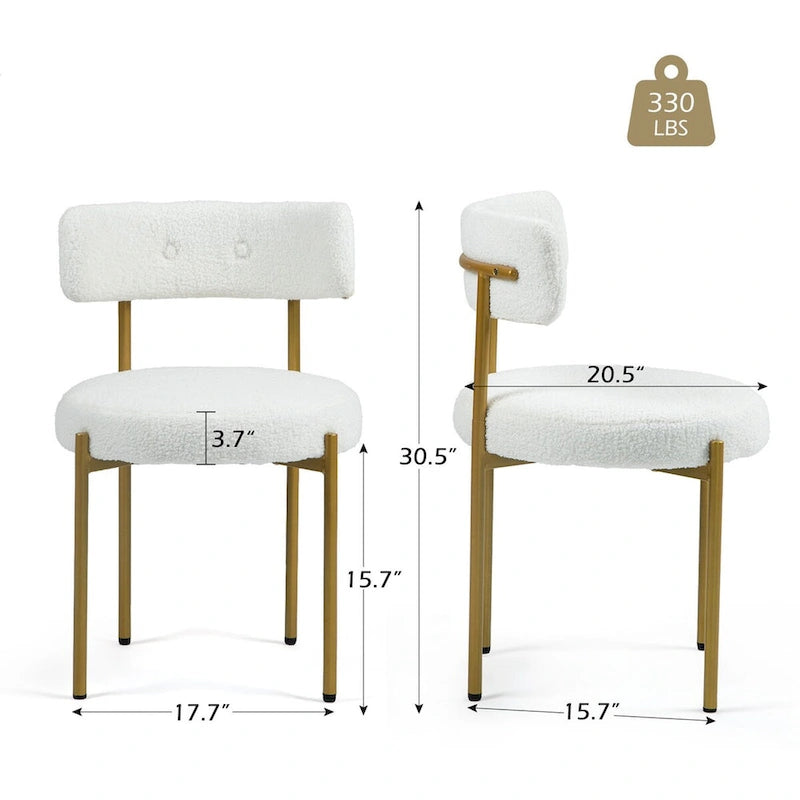 Chaise de salle à manger avec assise rembourrée et pieds en métal