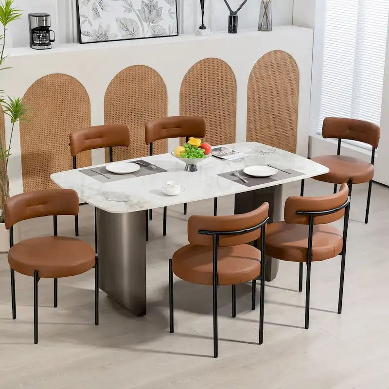 Chaise de salle à manger avec assise rembourrée et pieds en métal