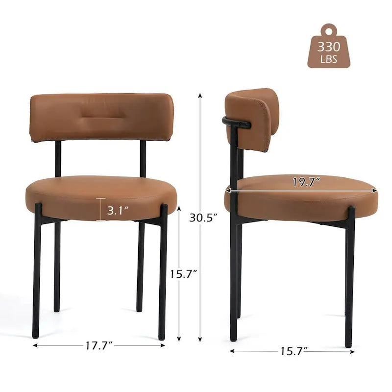 Chaise de salle à manger avec assise rembourrée et pieds en métal