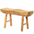 Banc d'appoint en bois sculpté à bord naturel