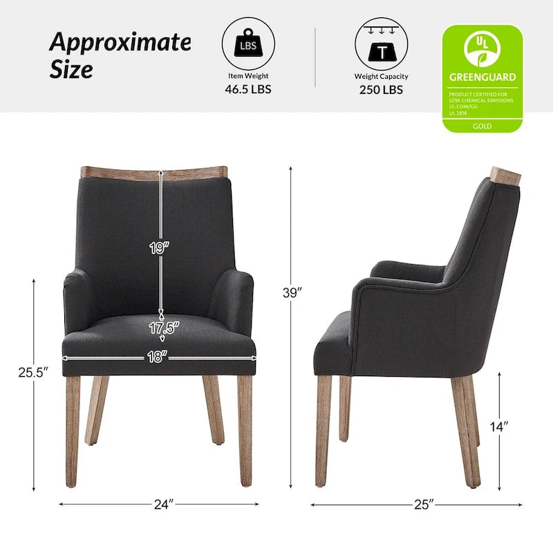 Chaise de salle à manger rembourrée en bois massif style ferme