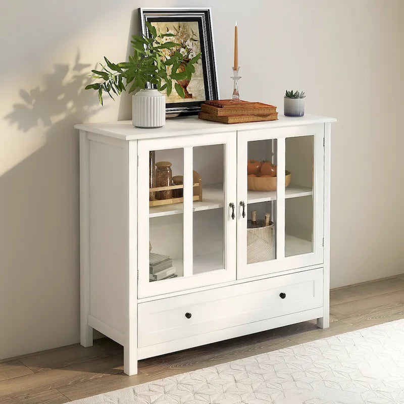 Meuble de rangement polyvalent avec portes vitrées