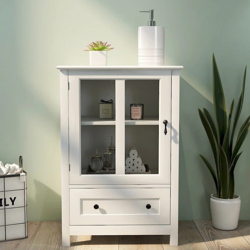 Meuble de rangement polyvalent avec portes vitrées