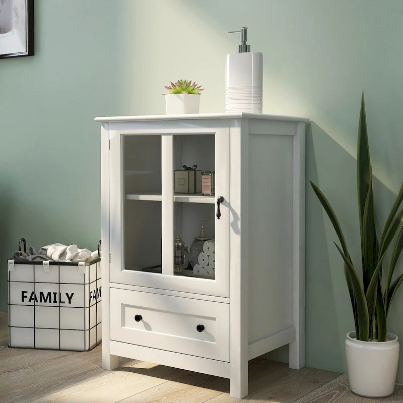 Meuble de rangement polyvalent avec portes vitrées