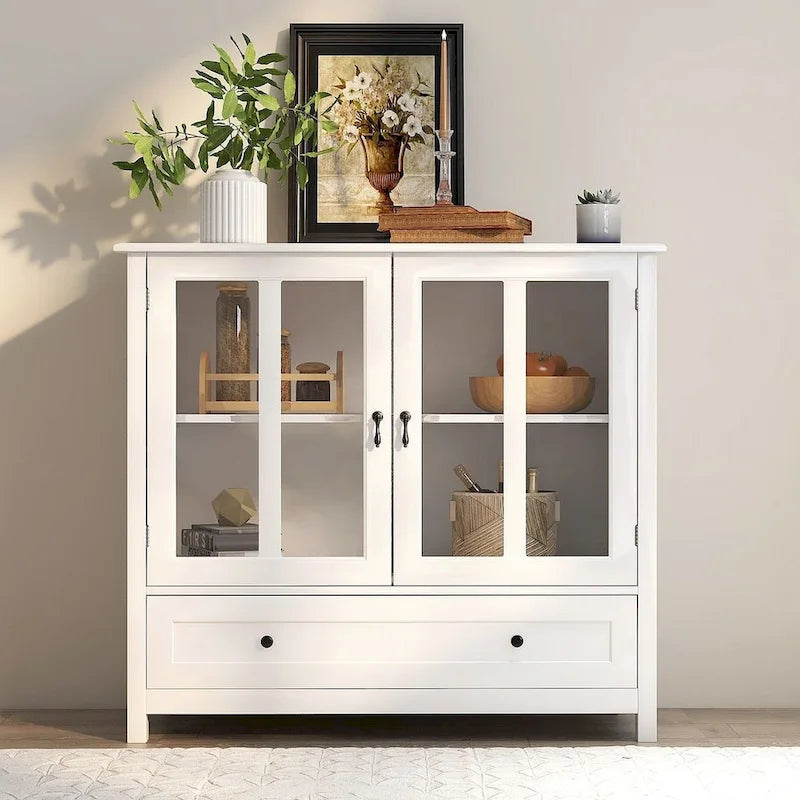 Meuble de rangement polyvalent avec portes vitrées