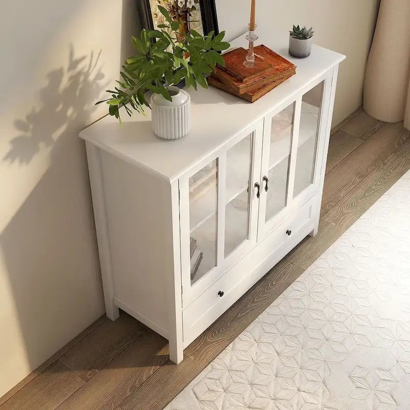 Meuble de rangement polyvalent avec portes vitrées