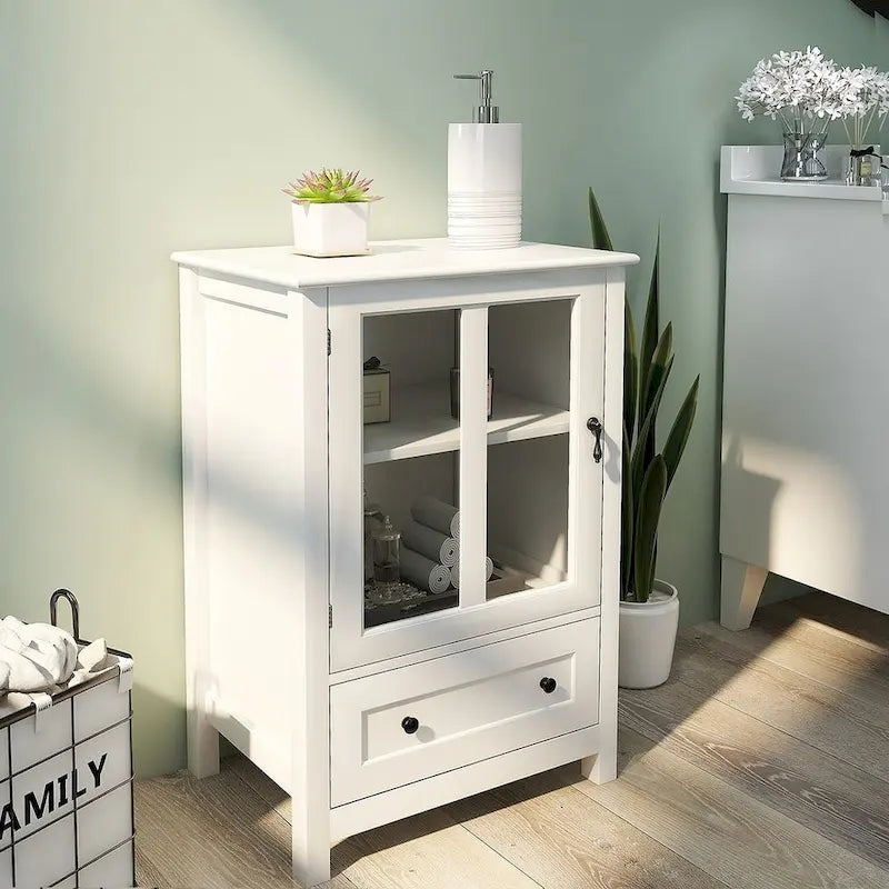 Meuble de rangement polyvalent avec portes vitrées