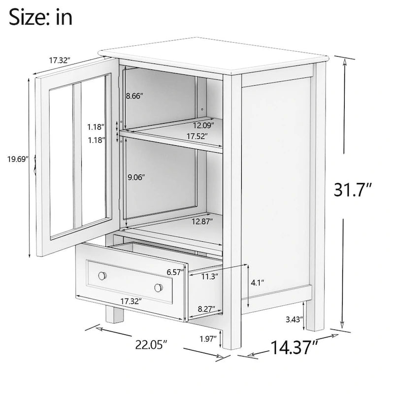 Meuble de rangement polyvalent avec portes vitrées