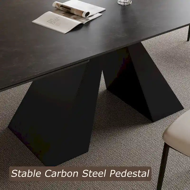 Table à manger moderne extensible 160-240cm avec plateau en pierre frittée mate, 6 à 10 places assises