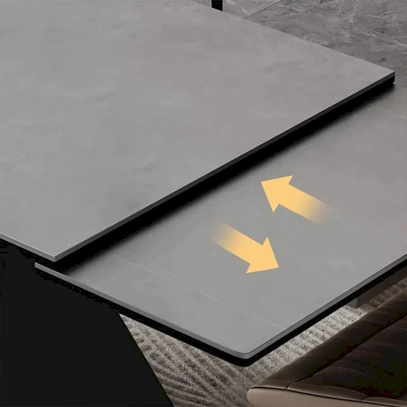 Table à manger moderne extensible 160-240cm avec plateau en pierre frittée mate, 6 à 10 places assises