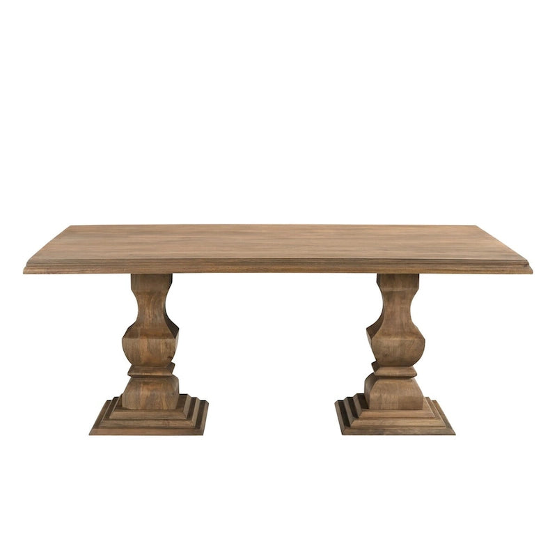 Table de salle à manger double piédestal en bois massif