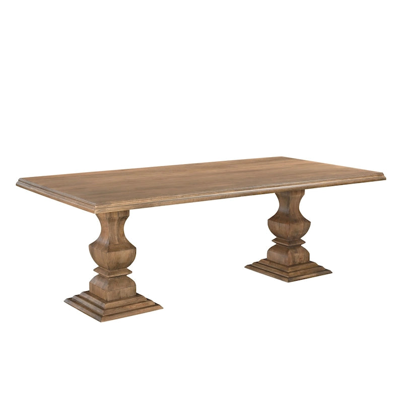 Table de salle à manger double piédestal en bois massif