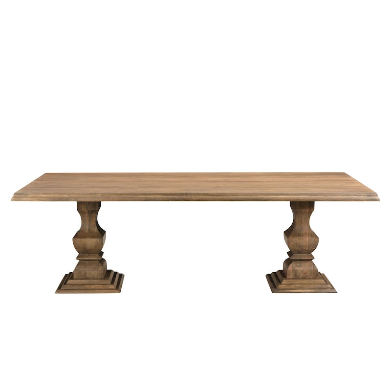 Table de salle à manger double piédestal en bois massif