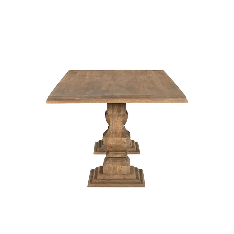 Table de salle à manger double piédestal en bois massif