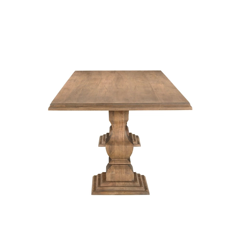 Table de salle à manger double piédestal en bois massif